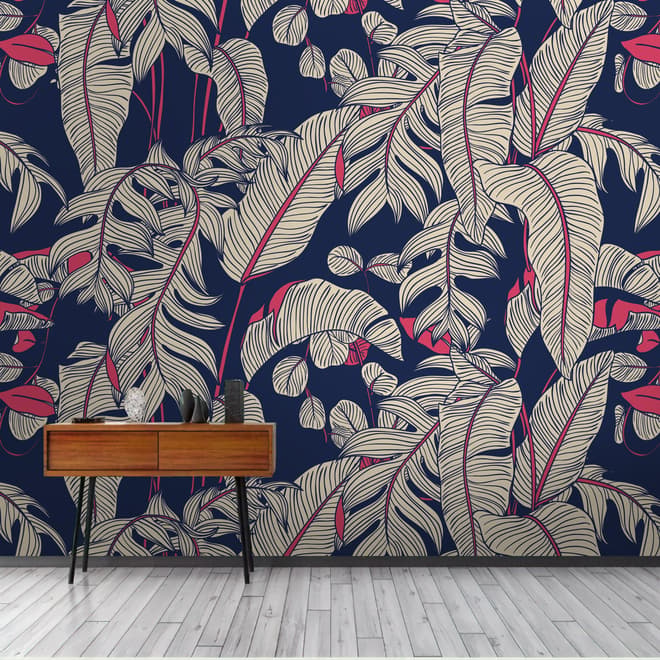 Dark Palm Leaf Wallpaper Mural