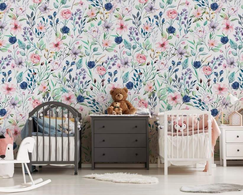 Watercolor Spring Floral Wallpaper Mural