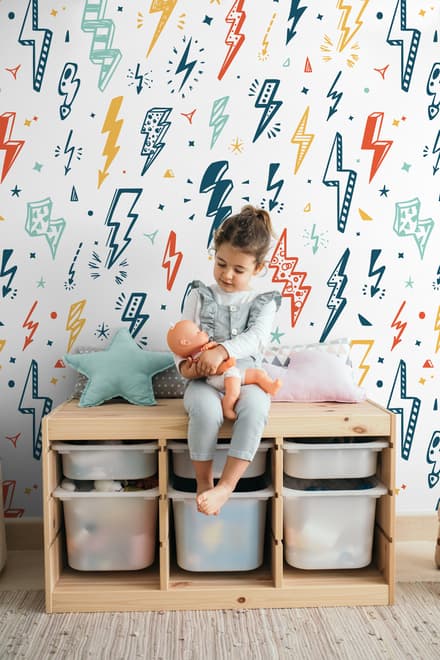 Kids Lightning Bolt Pattern Wallpaper Mural