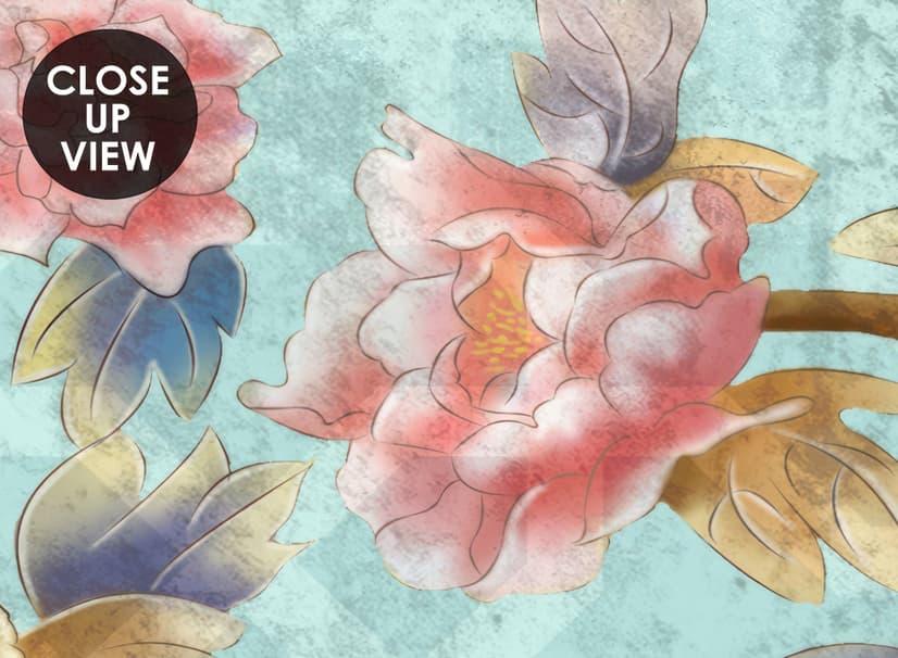 Vintage Kleine Blumen und Vögel Fototapete