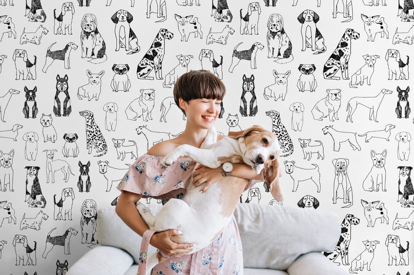 Kids Cartoon Cute Dog Family Wallpaper Mural