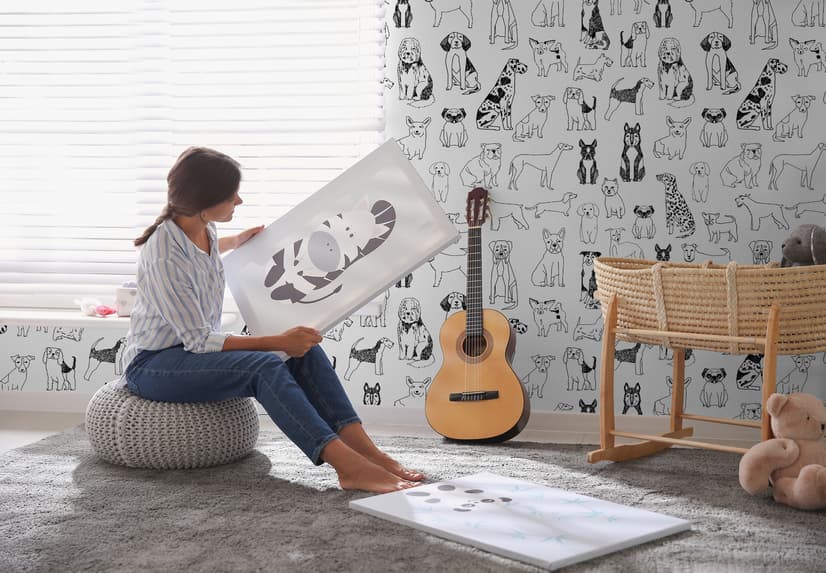 Kinder Cartoon Süße Hunde Familie Fototapete