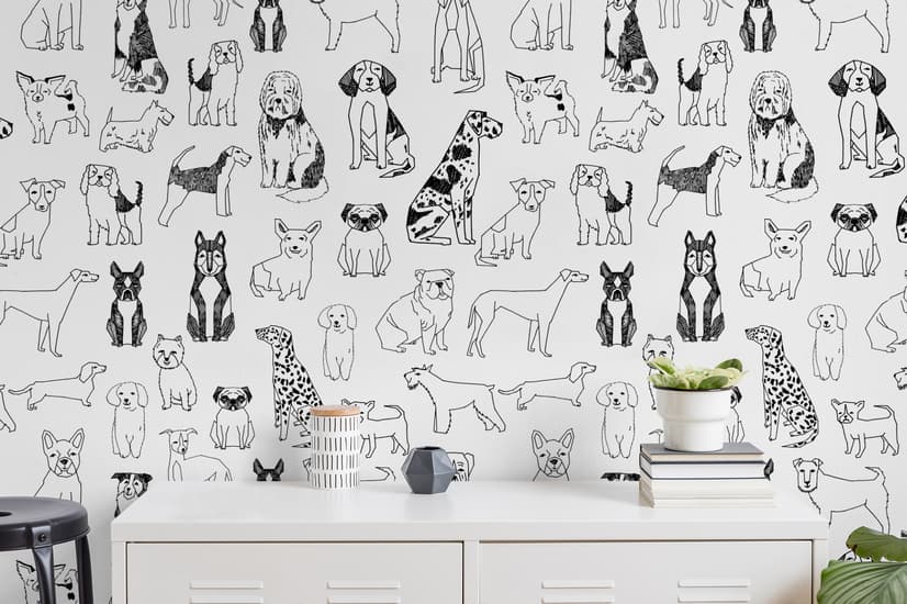 Kinder Cartoon Süße Hunde Familie Fototapete