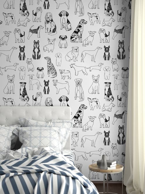 Kinder Cartoon Süße Hunde Familie Fototapete