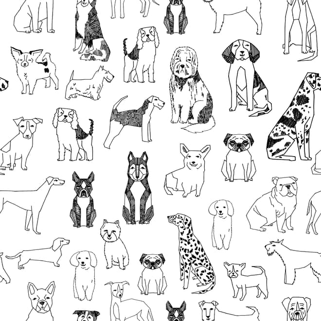 Kinder Cartoon Süße Hunde Familie Fototapete