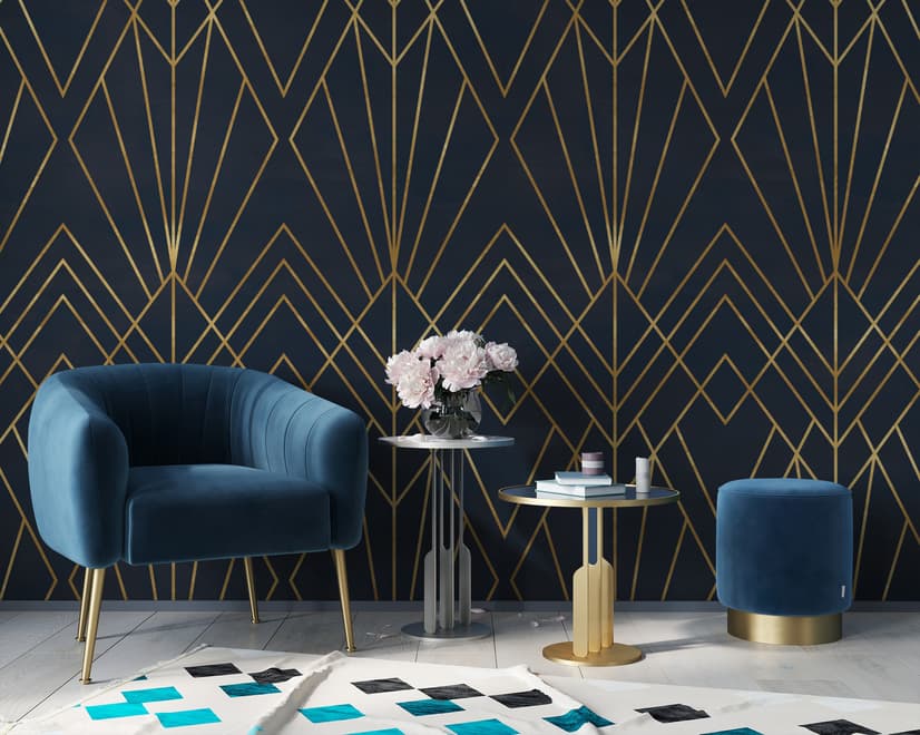 Luxury Geometric Lines  Art Deco Wallpaper Mural