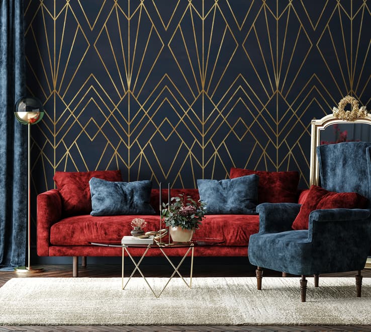 Luxury Geometric Lines  Art Deco Wallpaper Mural