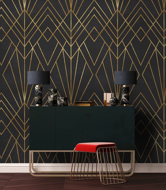 Luxury Geometric Lines  Art Deco Wallpaper Mural