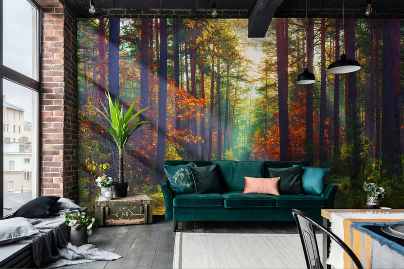 Red Forest Autumn Wallpaper Mural
