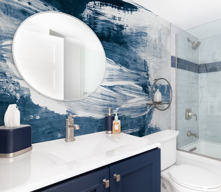 Blue and White Brush Painting Wallpaper Mural