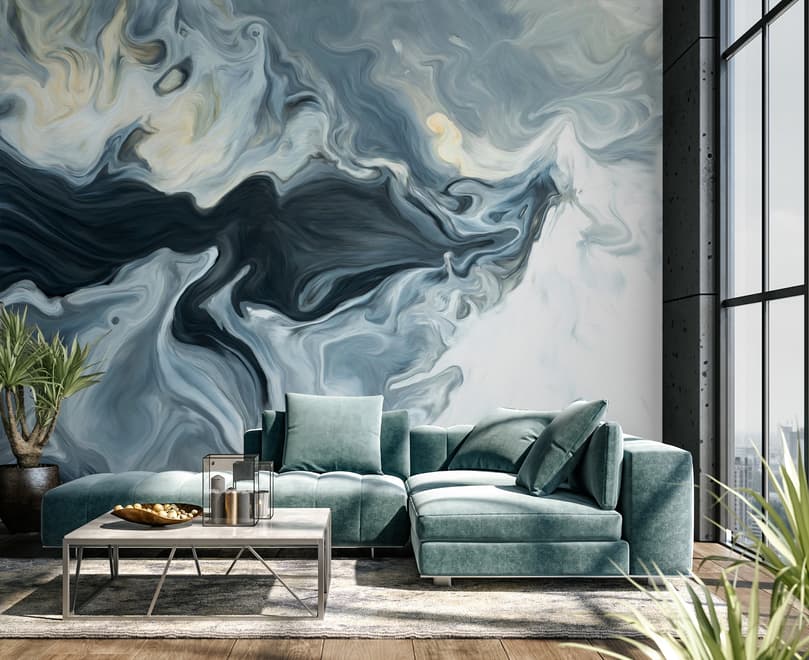 Abstrakte Aquarell-Stil Dunkle Marmor Fototapete