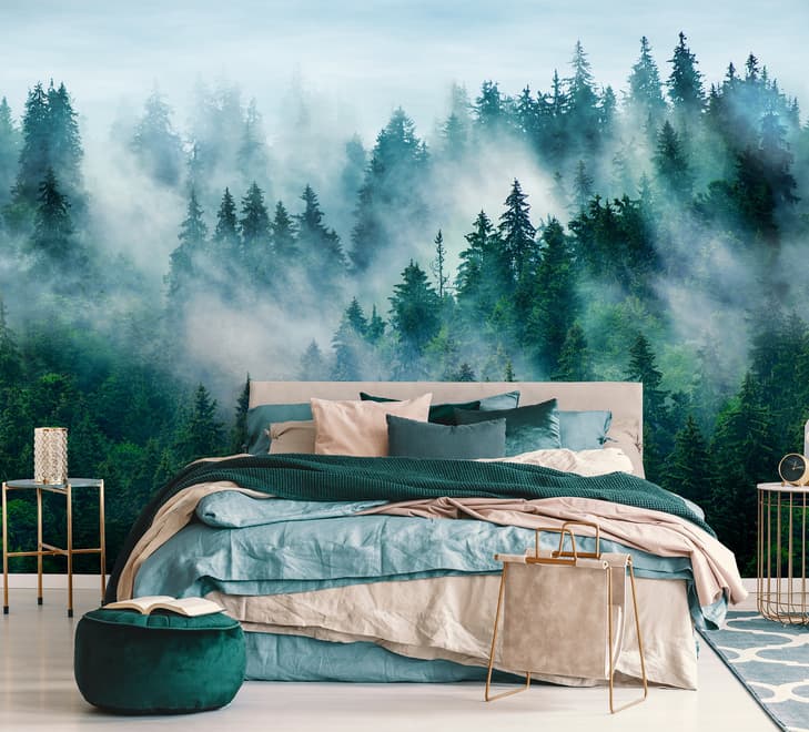 Foggy Pine Forest Wallpaper Mural