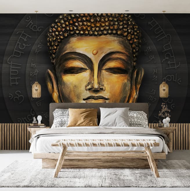 Gautama Buddha Fototapete mit dunklem Hintergrund