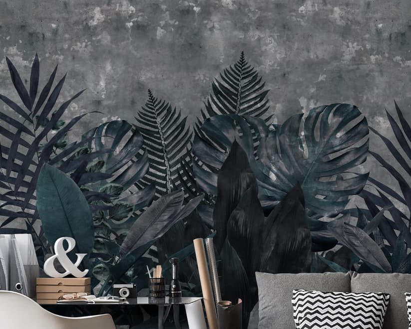 Dark Green Leafy Scenery Wallpaper Mural