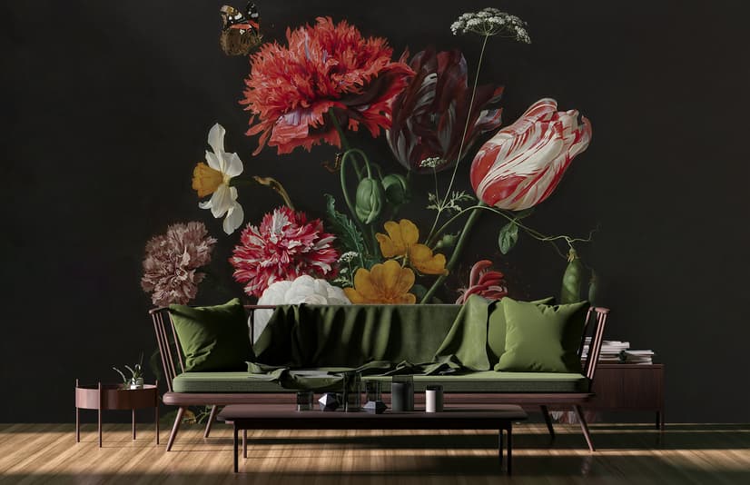 Dutch Florals Still Life Flowers in Vase Wallpaper Mural