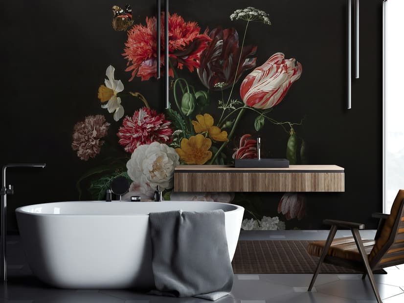 Dutch Florals Still Life Flowers in Vase Wallpaper Mural
