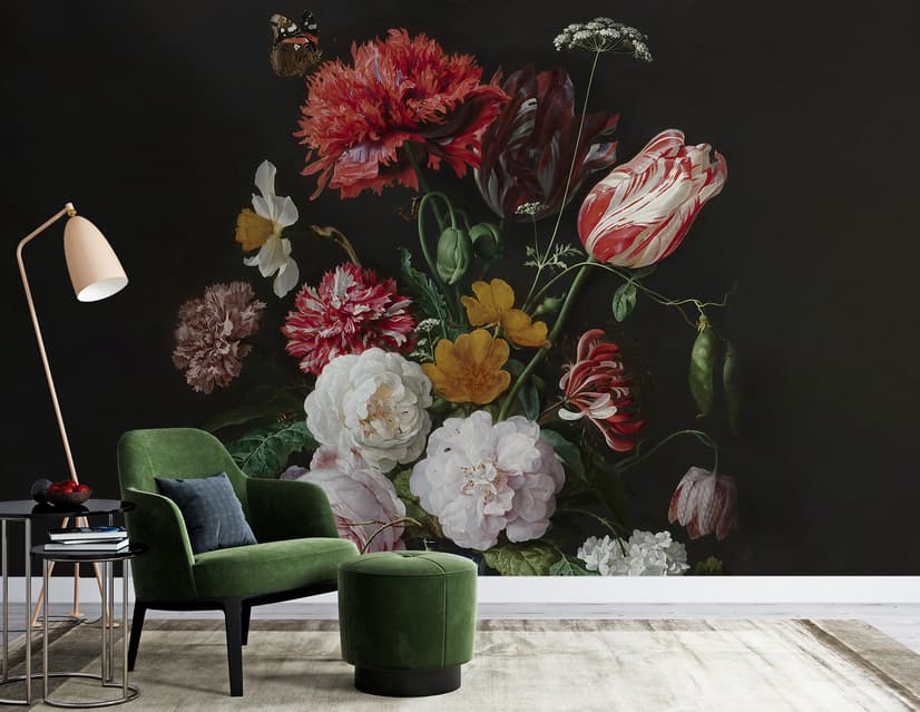 Dutch Florals Still Life Flowers in Vase Wallpaper Mural
