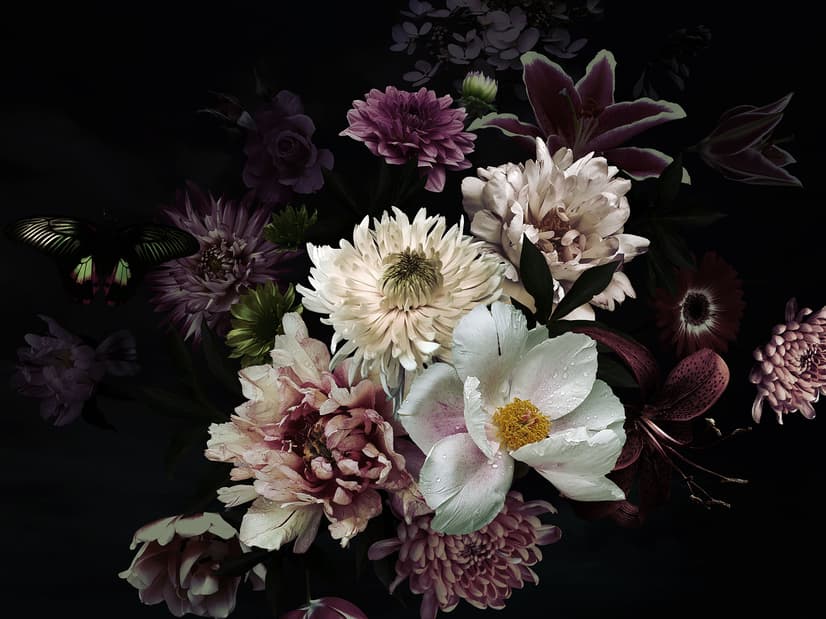 Dark Garden Florals Wallpaper Mural