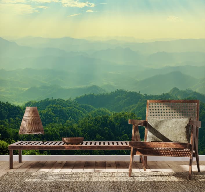 Green Mountain Silhouette Wallpaper Mural