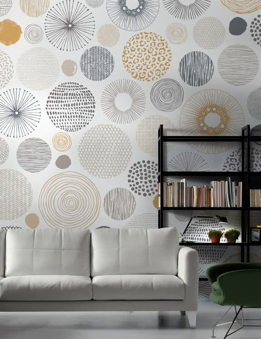 Papier peint panoramique de cercles abstraits de fantaisie