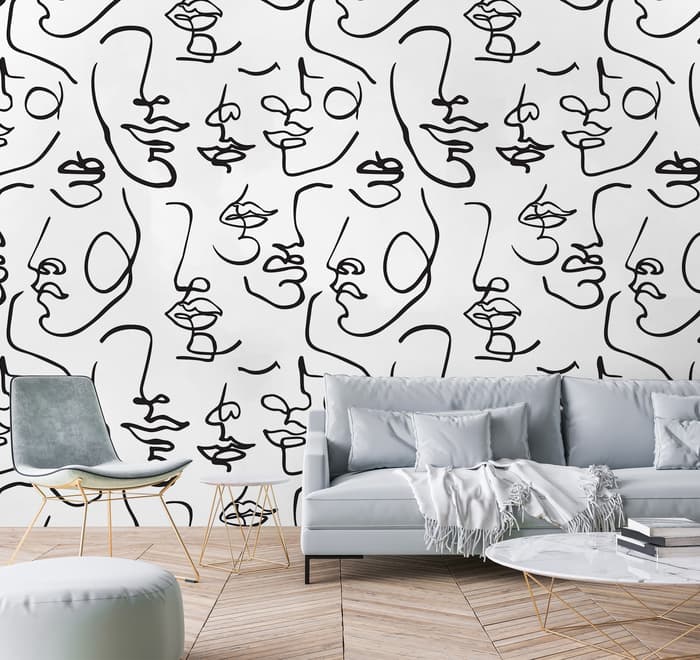 Abstract Charming Artistic Faces Wallpaper Mural