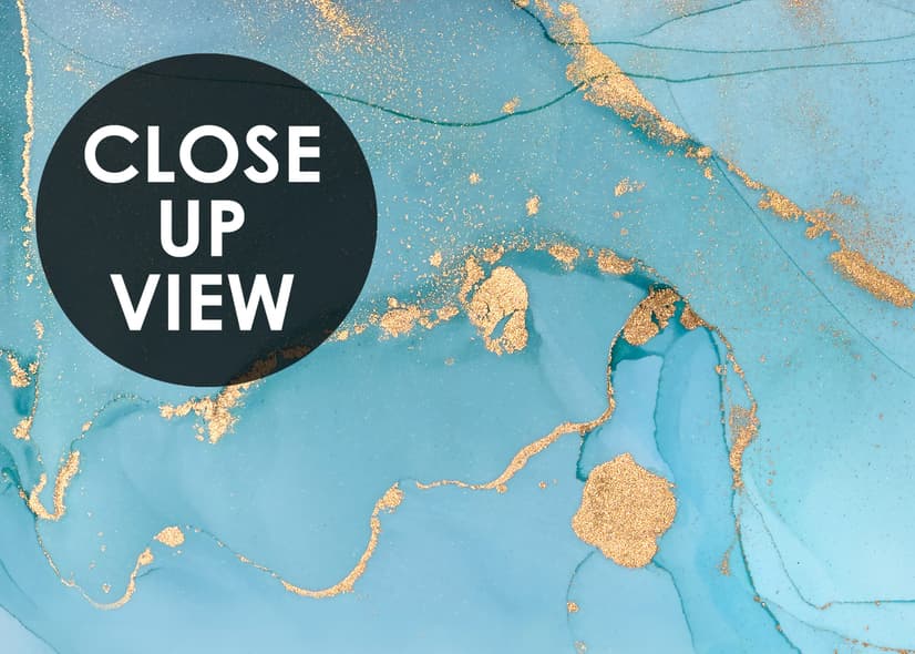 Light Blue Marble with Gold Look Splash Wallpaper Mural