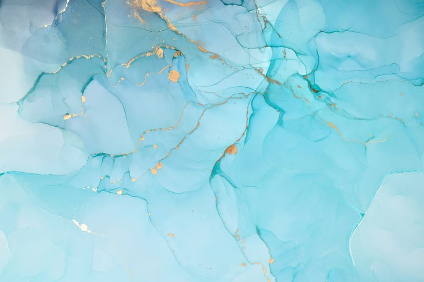 Light Blue Marble with Gold Look Splash Wallpaper Mural