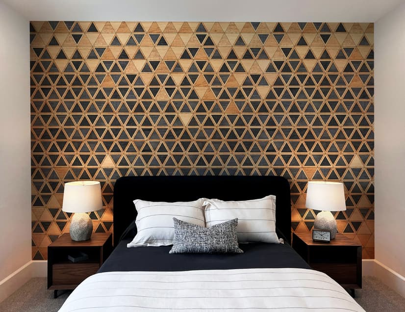 Geometric Triangle Shape Wood Texture Effect Wall Mural 