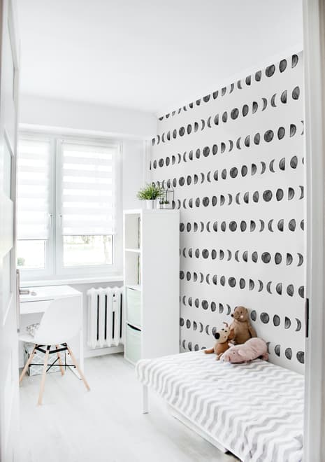 Watercolor Fullmoon Crescent Pattern Wallpaper Mural