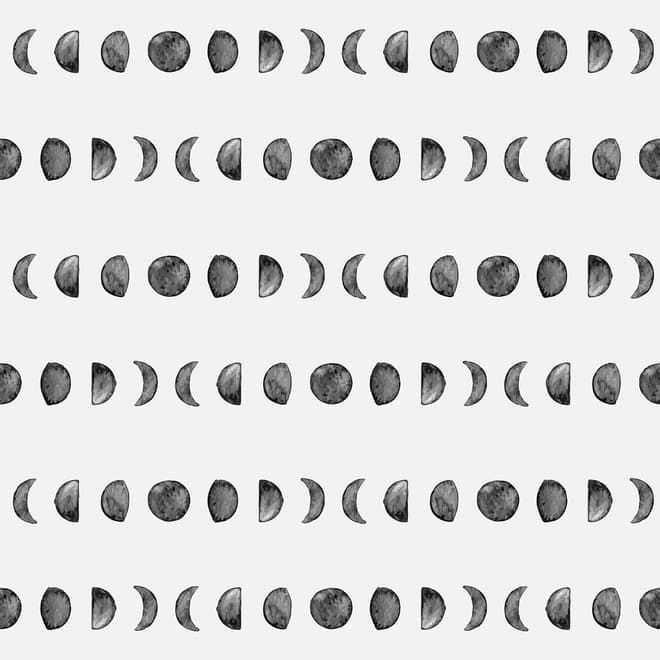 Watercolor Fullmoon Crescent Pattern Wallpaper Mural