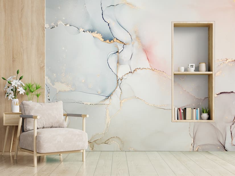 Soft Neutral Abstract Marble Art Wallpaper Mural