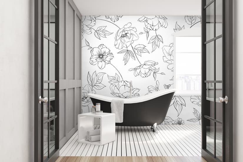 Poppy Drawing Floral Wallpaper Mural