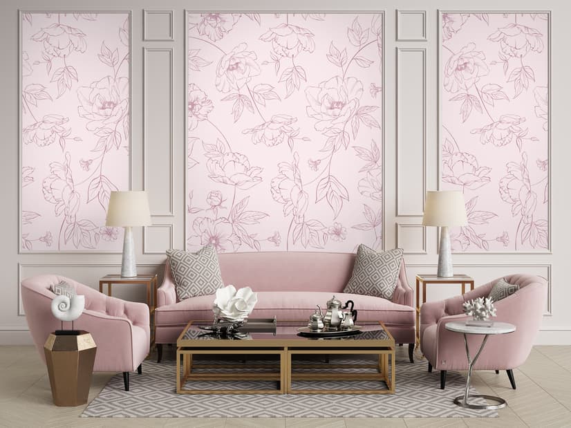Poppy Drawing Floral Wallpaper Mural