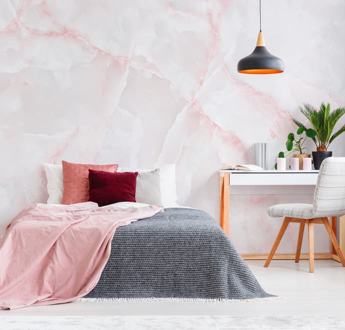 Abstract Pink Marble Stone Art Wallpaper Mural