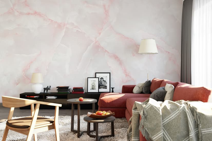 Abstract Pink Marble Stone Art Wallpaper Mural