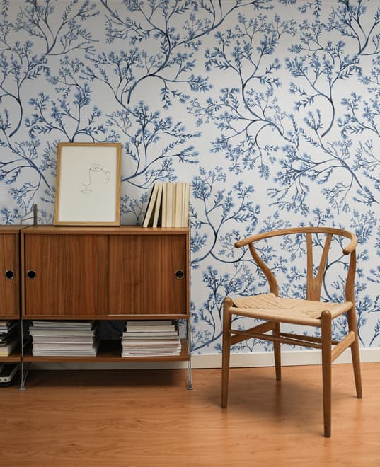 Monochrome Botanical Plants Chinoiserie Wallpaper Mural