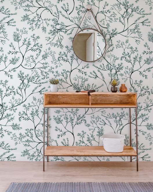 Monochrome Botanical Plants Chinoiserie Wallpaper Mural