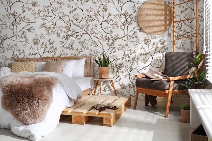 Monochrome Botanical Plants Chinoiserie Wallpaper Mural