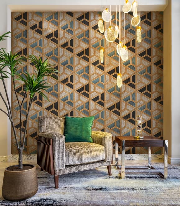 Geometric Shape Wood Look Texture Wallpaper Mural
