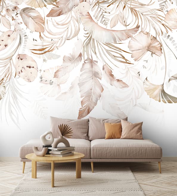 Boho Abstract Banana Leaf Art Wallpaper Mural