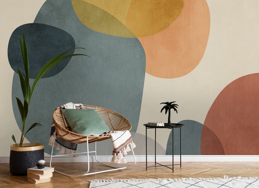 Abstract Geometric Shapes Paintbrush Art Wallpaper Mural