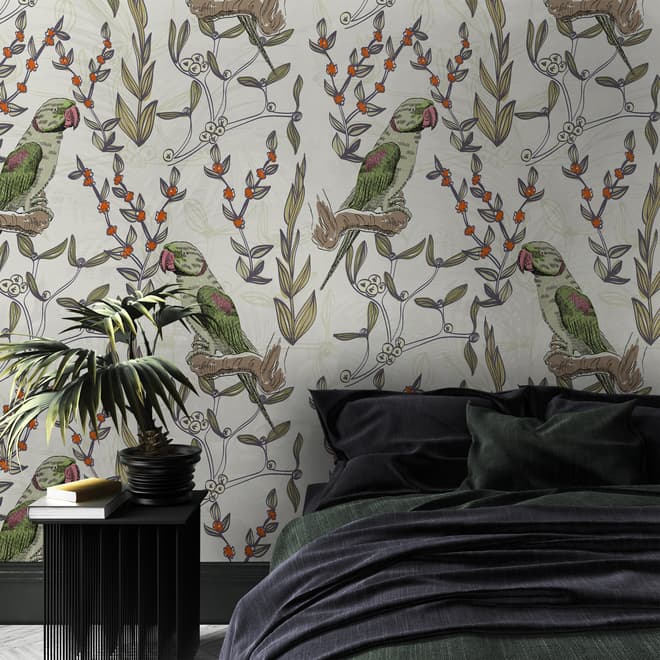 Parrot on Branches Wallpaper Mural