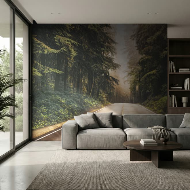 Highway on the Forest Landscape Wallpaper Mural
