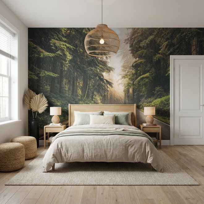Highway on the Forest Landscape Wallpaper Mural