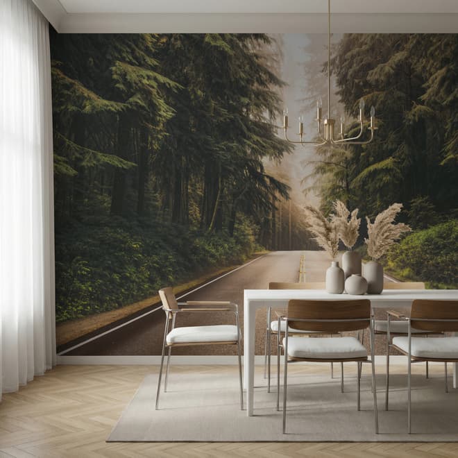 Highway on the Forest Landscape Wallpaper Mural