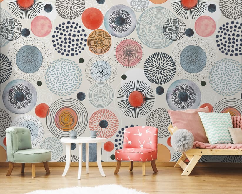 Abstract Colorful Circle Wallpaper Mural