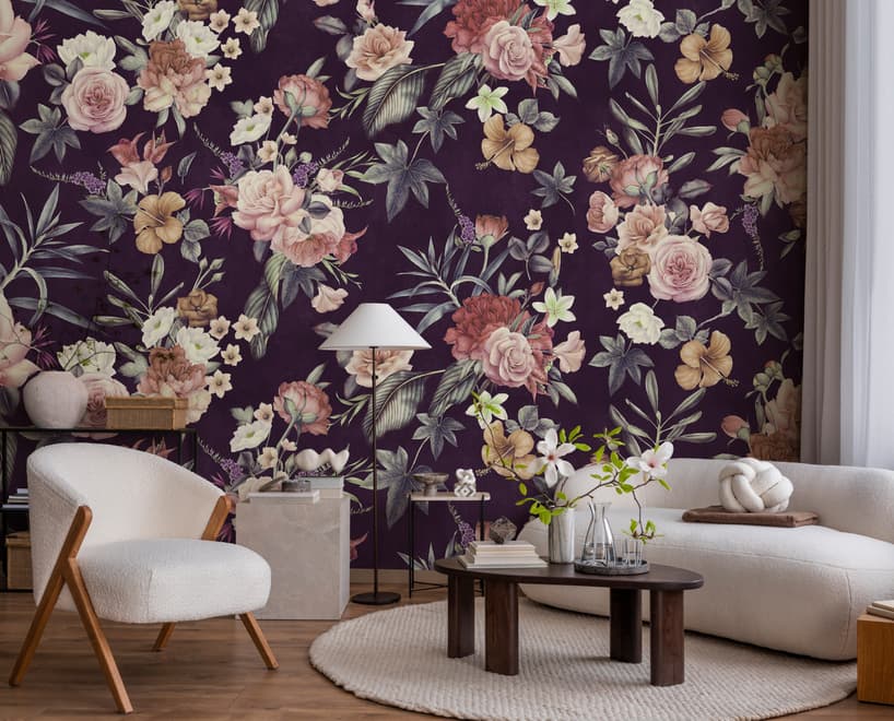 Vintage Dark Floral Bouquet Wallpaper Mural