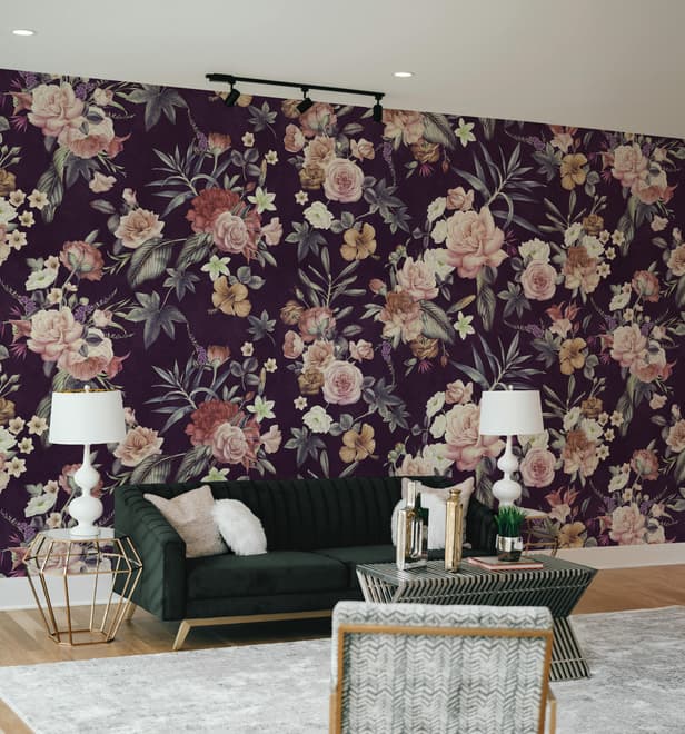 Vintage Dark Floral Bouquet Wallpaper Mural