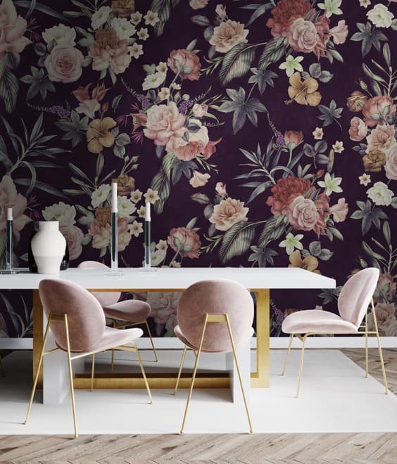 Vintage Dark Floral Bouquet Wallpaper Mural