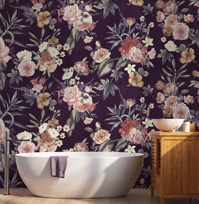 Vintage Dark Floral Bouquet Wallpaper Mural